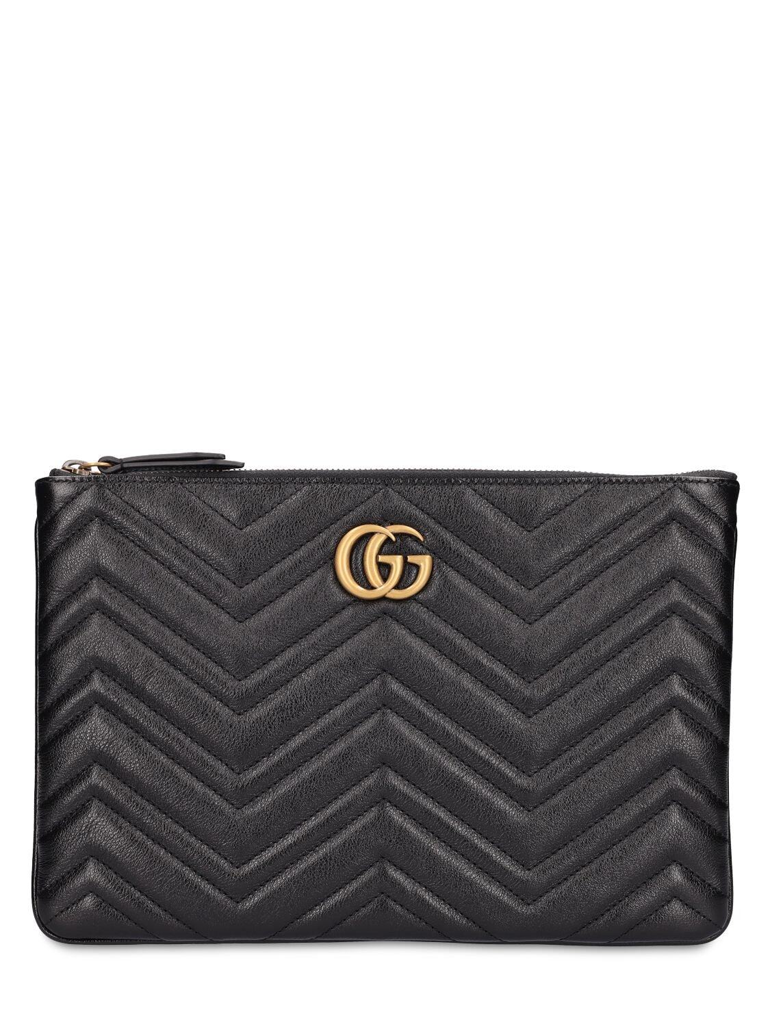 GUCCI Gg Marmont 2.0 Leather Pouch in black
