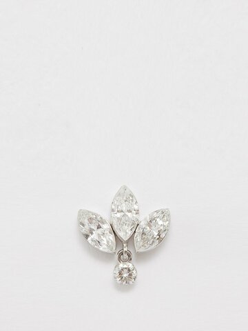 maria tash - lotus dangle diamond & 18kt white-gold earring - womens - white gold multi