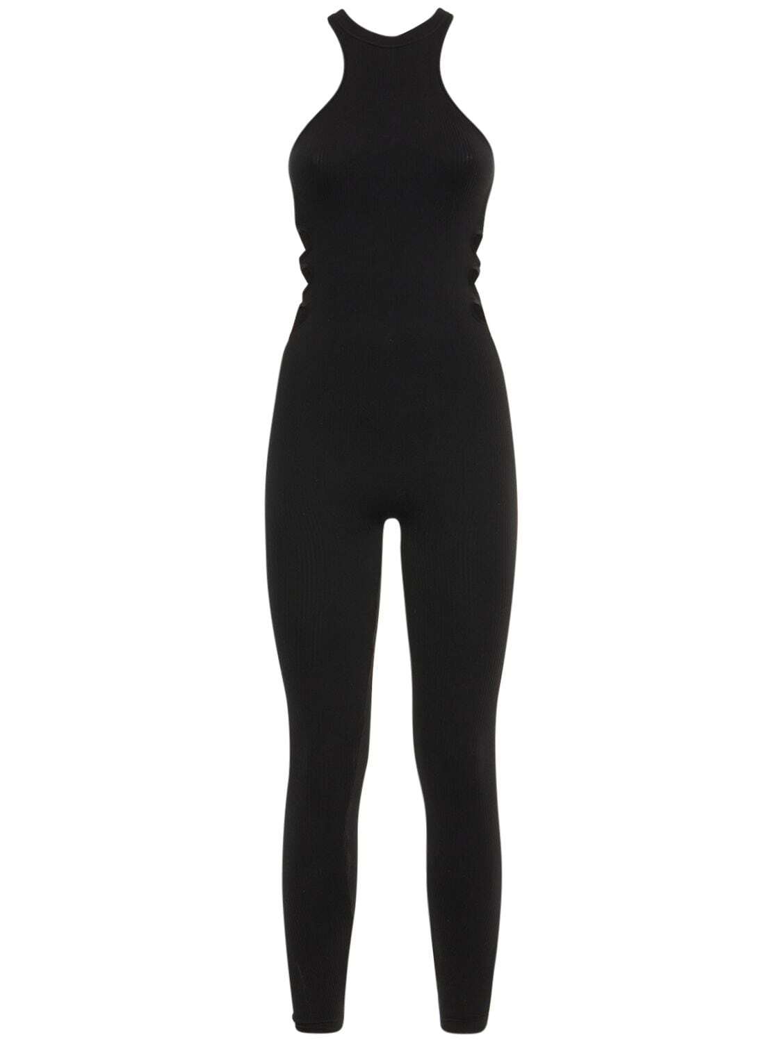 ANDREADAMO Ribbed Jersey Jumpsuit W/cut Out in black