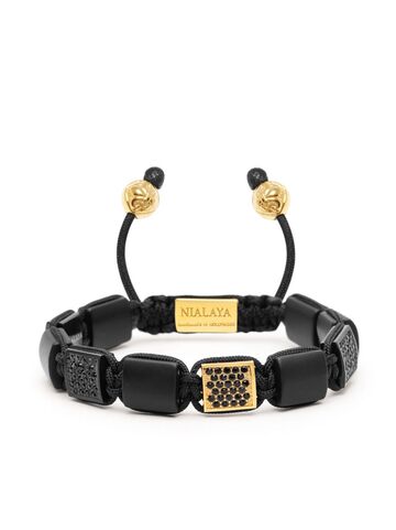 nialaya jewelry embellished-charm beaded bracelet - black