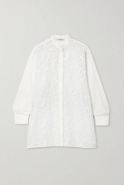 VALENTINO - Lace And Cotton-blend Shirt - White