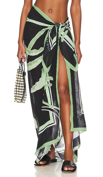 Seafolly Palm Paradise Pareo in Green in black