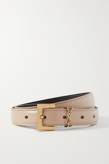saint laurent - monogramme leather belt - neutrals