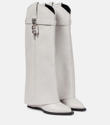 Givenchy Shark Lock Cowboy leather knee-high boots in white