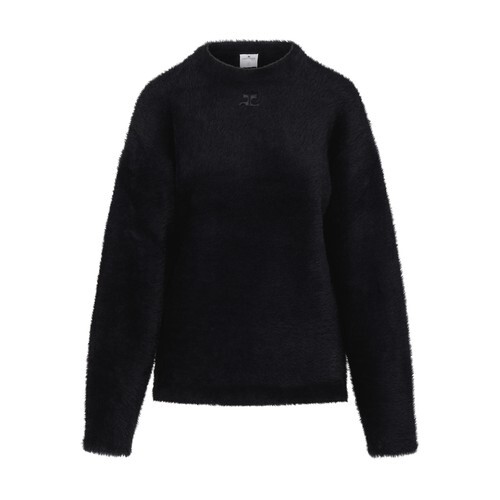 Courreges Hairy Oversized Sweater in black