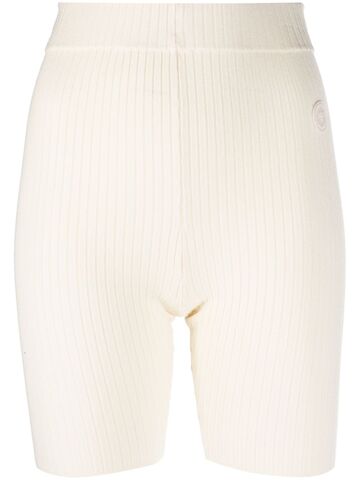 sporty & rich logo-patch ribbed-knit biker shorts - white