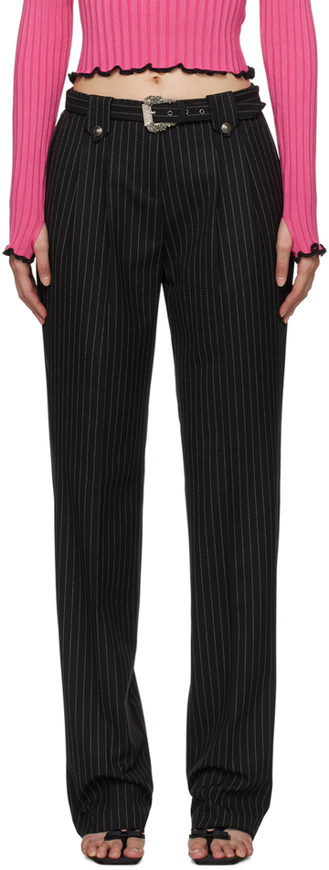 versace jeans couture black pinstripe trousers