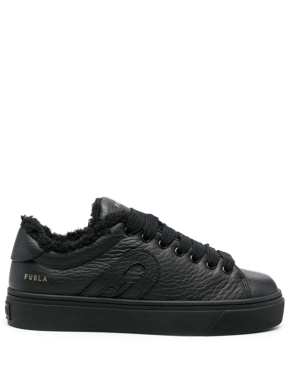 Furla shearling-lined low-top sneakers - Black