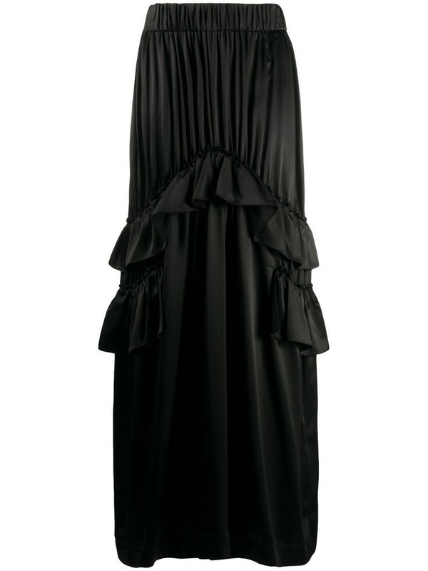 Simone Rocha ruffle-trimmed satin maxi skirt in black