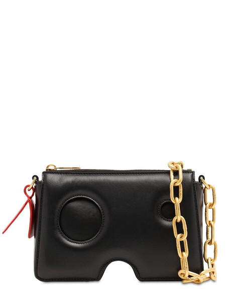 OFF-WHITE Burrow 20 Zipped Leather Shoulder Bag in black