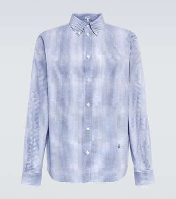 loewe checked cotton poplin shirt in blue