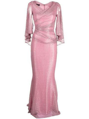 talbot runhof metallic ruched gown - pink