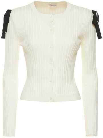 RED VALENTINO Cotton Knit Sweater W/ Bows in white