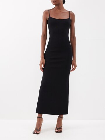 galvan - bella back-slit recycled-knit dress - womens - black