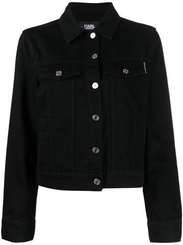karl lagerfeld ikonik 2.0 rhinestone-embellished denim jacket - black