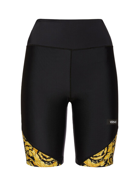 VERSACE Barocco Printed Lycra Bike Shorts in black