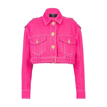 Balmain x Barbie - Cropped denim jacket in rose