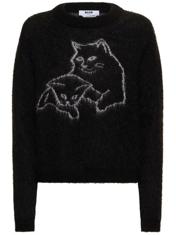 msgm mohair blend sweater in black