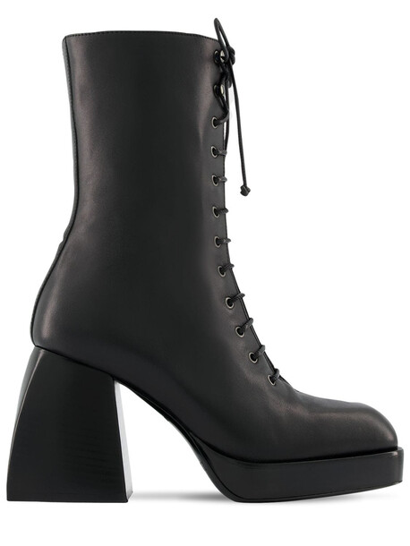 NODALETO 85mm Bulla Lace-up Leather Ankle Boots in black