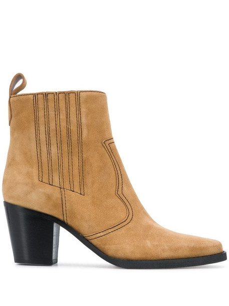 GANNI Western 70mm ankle boots in brown