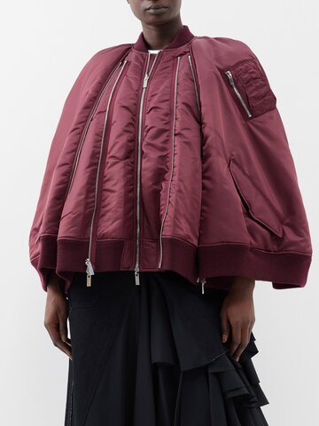 noir kei ninomiya - cape multi-zip bomber jacket - womens - burgundy