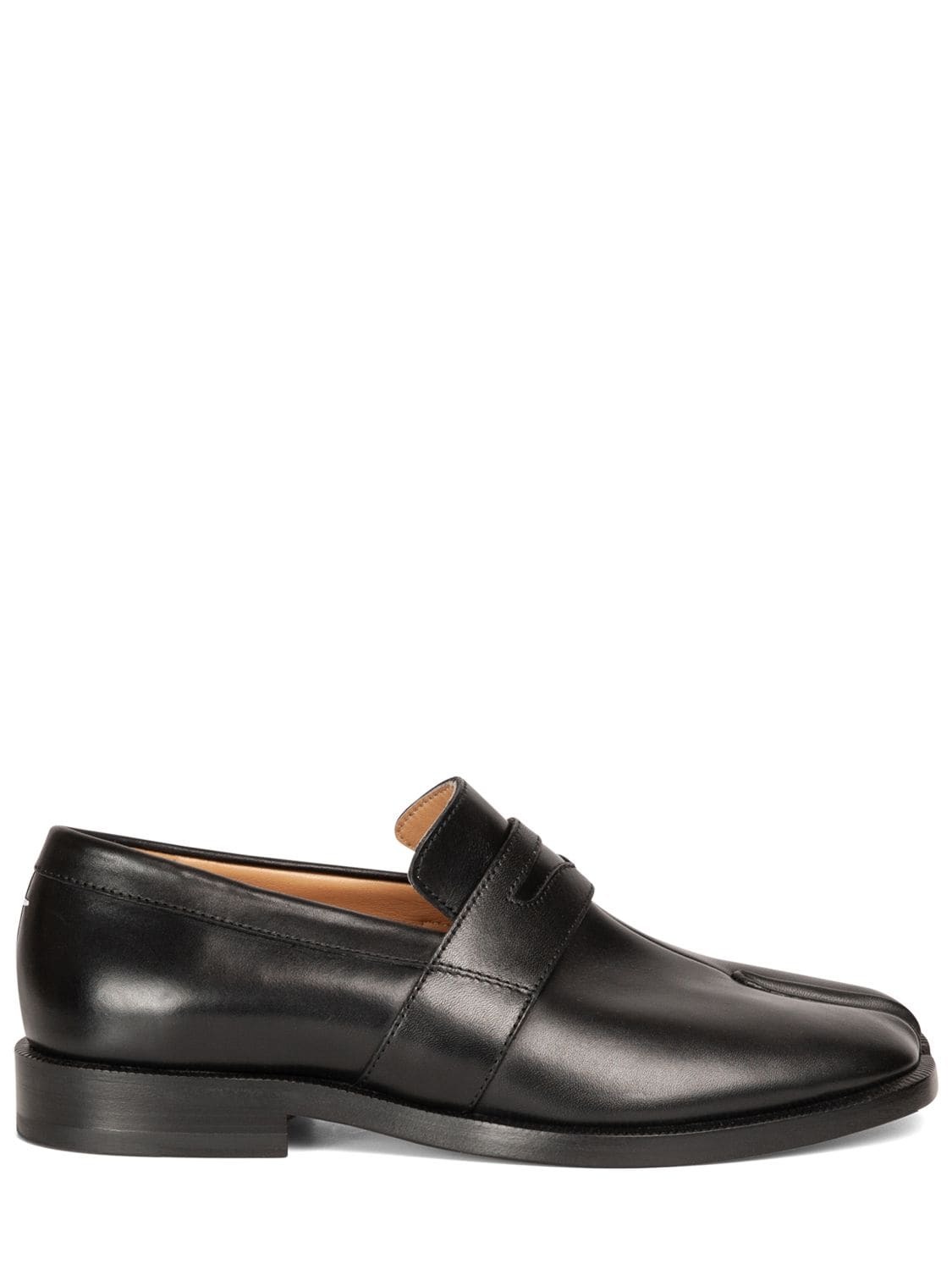 MAISON MARGIELA 20mm Tabi Brushed Leather Loafers in black