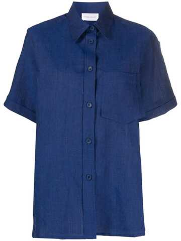 christian wijnants patch-pocket linen blend shirt - blue