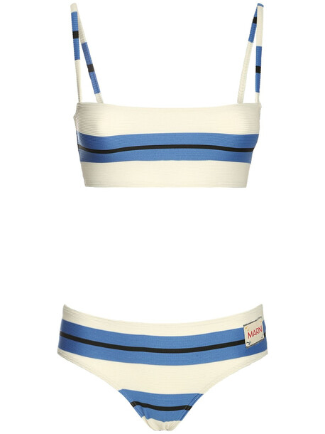 MARNI Striped Jersey Bikini in blue