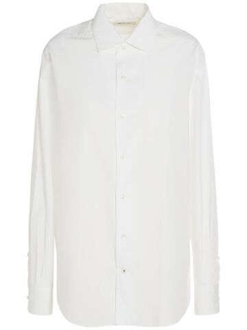 loro piana andré solaire long sleeve linen shirt in white