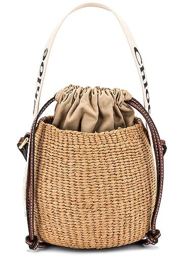 chloe small woody basket bag in white