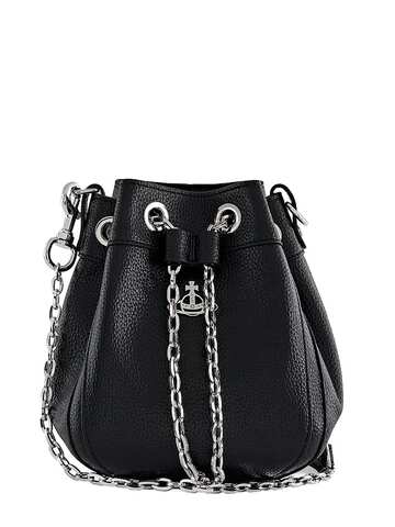 vivienne westwood small chrissy faux leather bucket bag in black