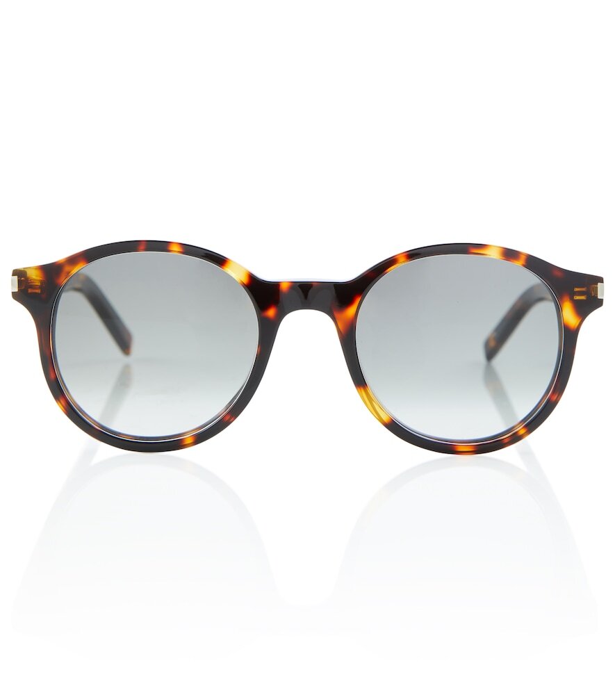 Saint Laurent Tortoiseshell-effect round sunglasses in neutrals