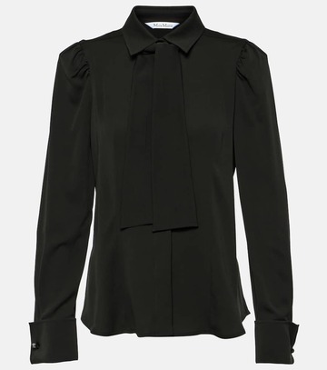 max mara paraggi tie-neck silk blouse in black