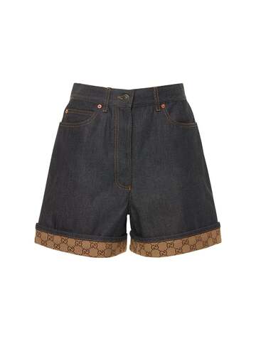 GUCCI Vintage Cotton Denim Shorts in blue