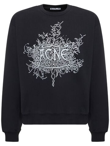 acne studios franzisko devil logo cotton sweatshirt in black