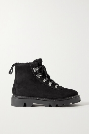 rag & bone - quest shearling-lined suede ankle boots - black