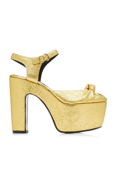 Simon Miller Rink Knotted Metallic Leather Platform Sandals in gold