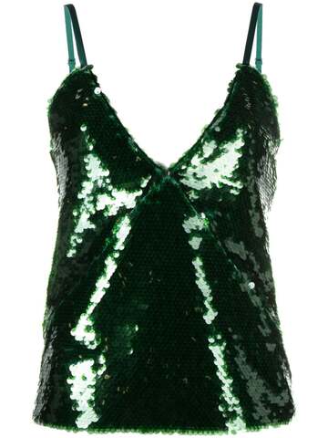 federica tosi sequinned panelled cami top - green