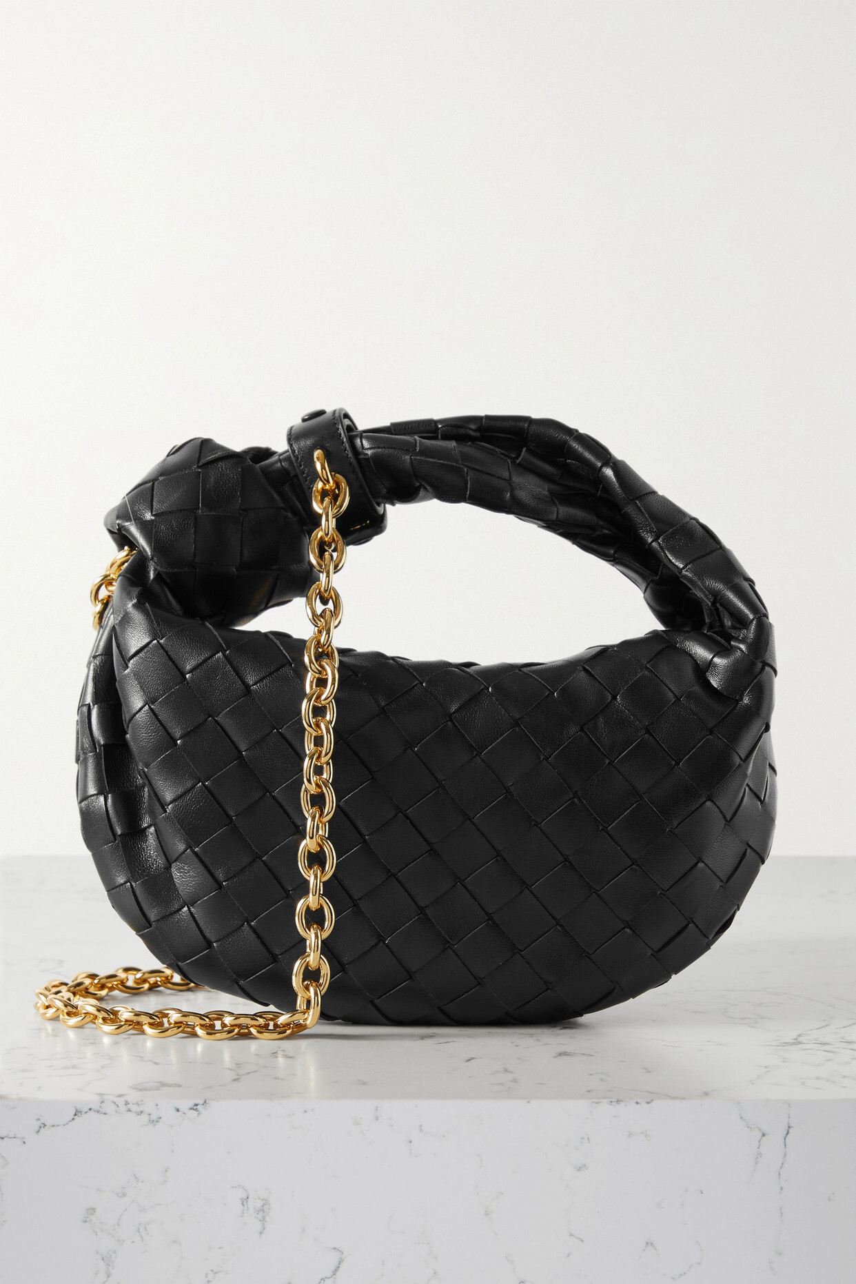 Bottega Veneta - Jodie Mini Knotted Intrecciato Leather Tote - Black