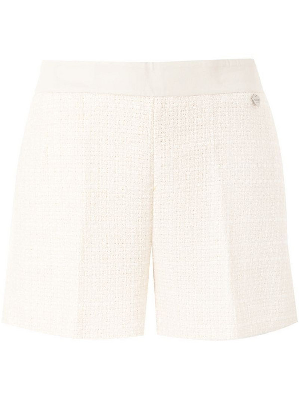 Twin-Set tweed pleated shorts in white
