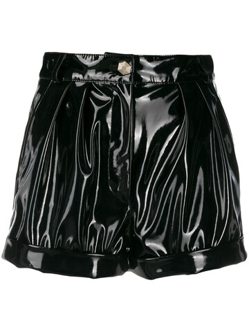 Philipp Plein coated high-wasted shorts in black