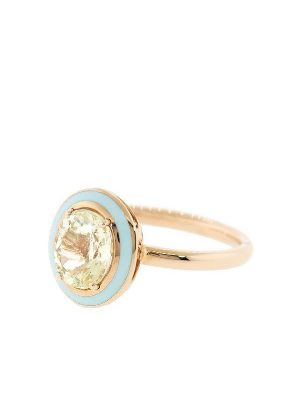 Selim Mouzannar 18kt rose gold, yellow sapphire and light blue enamel ring in pink