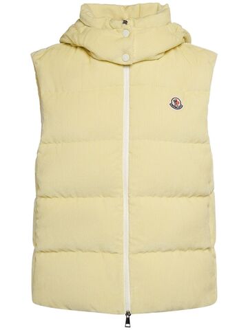 moncler agelao viscose down vest in yellow