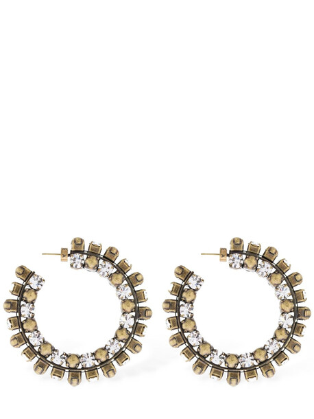 AREA Stacked Crystal Dome Hoop Earrings in gold