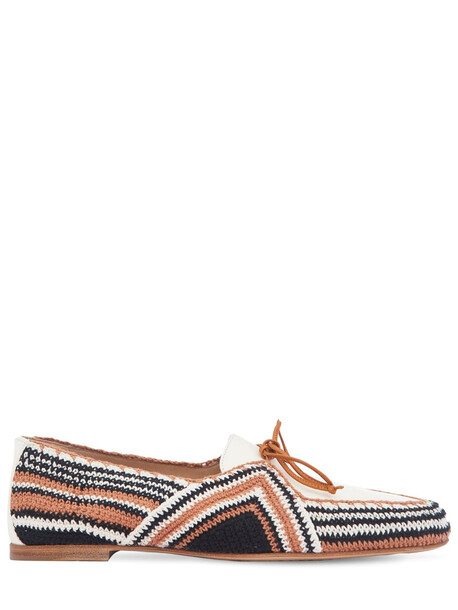 GABRIELA HEARST 10mm Hays Leather & Cotton Loafers in cream / multi