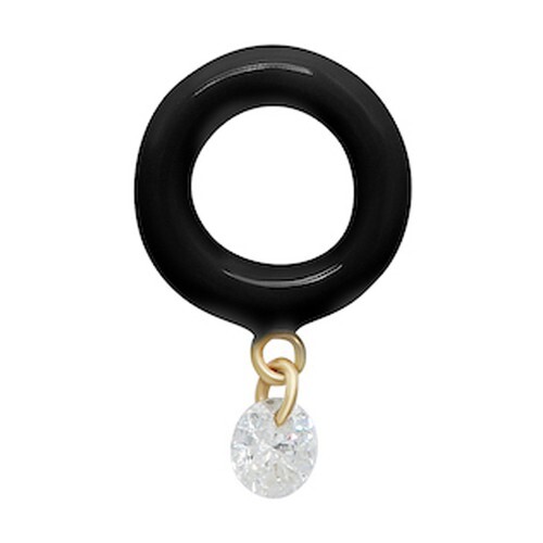 Persée Black Enamel 1 diamond single earring in gold / yellow