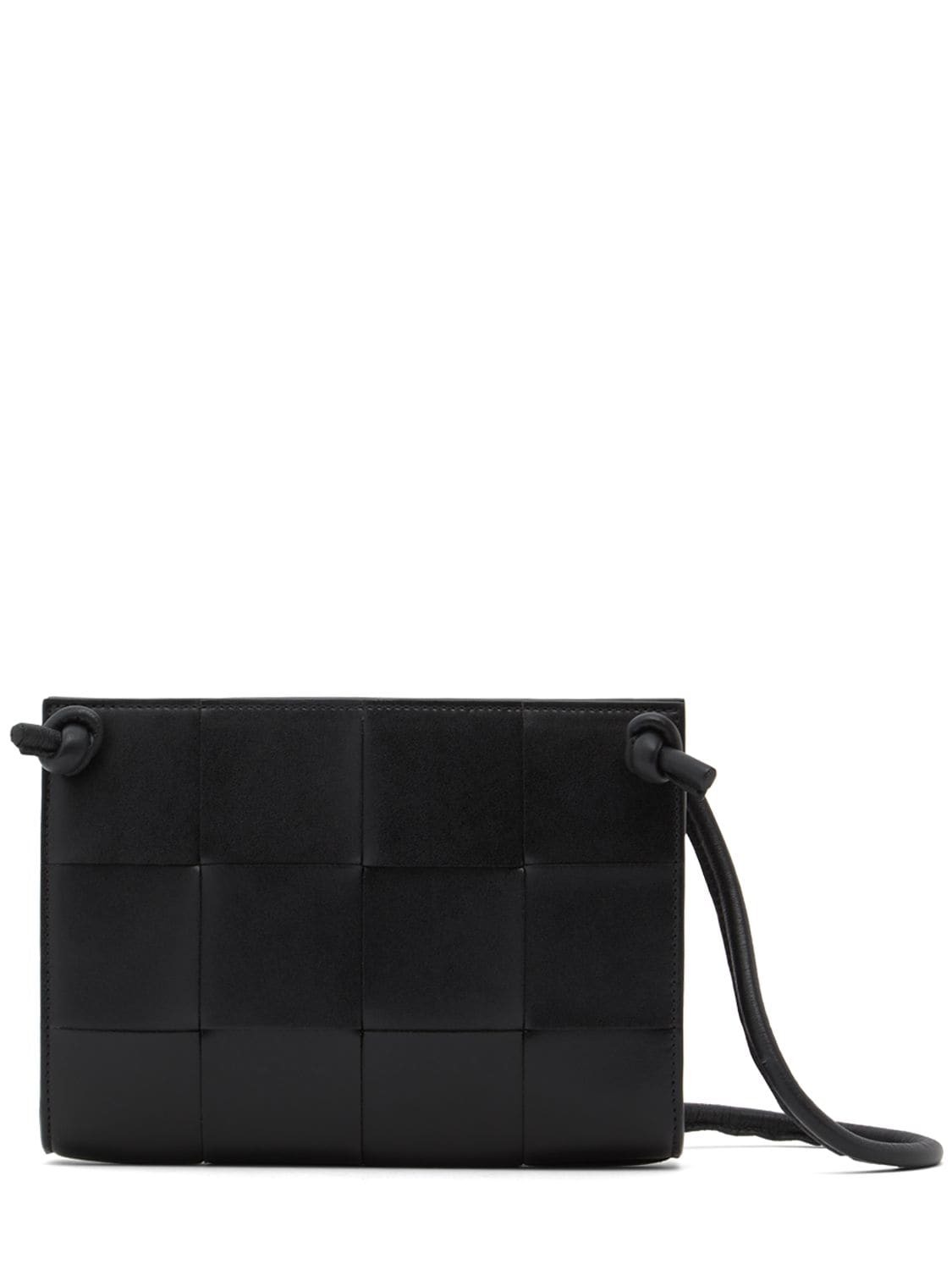BOTTEGA VENETA Mini Cassette Leather Crossbody Bag in black