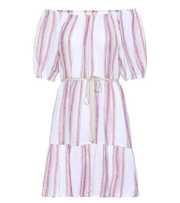 velvet cinthia striped linen-blend minidress