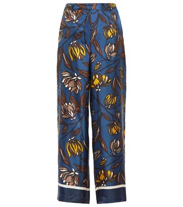 'S Max Mara Timef floral silk twill pants in blue