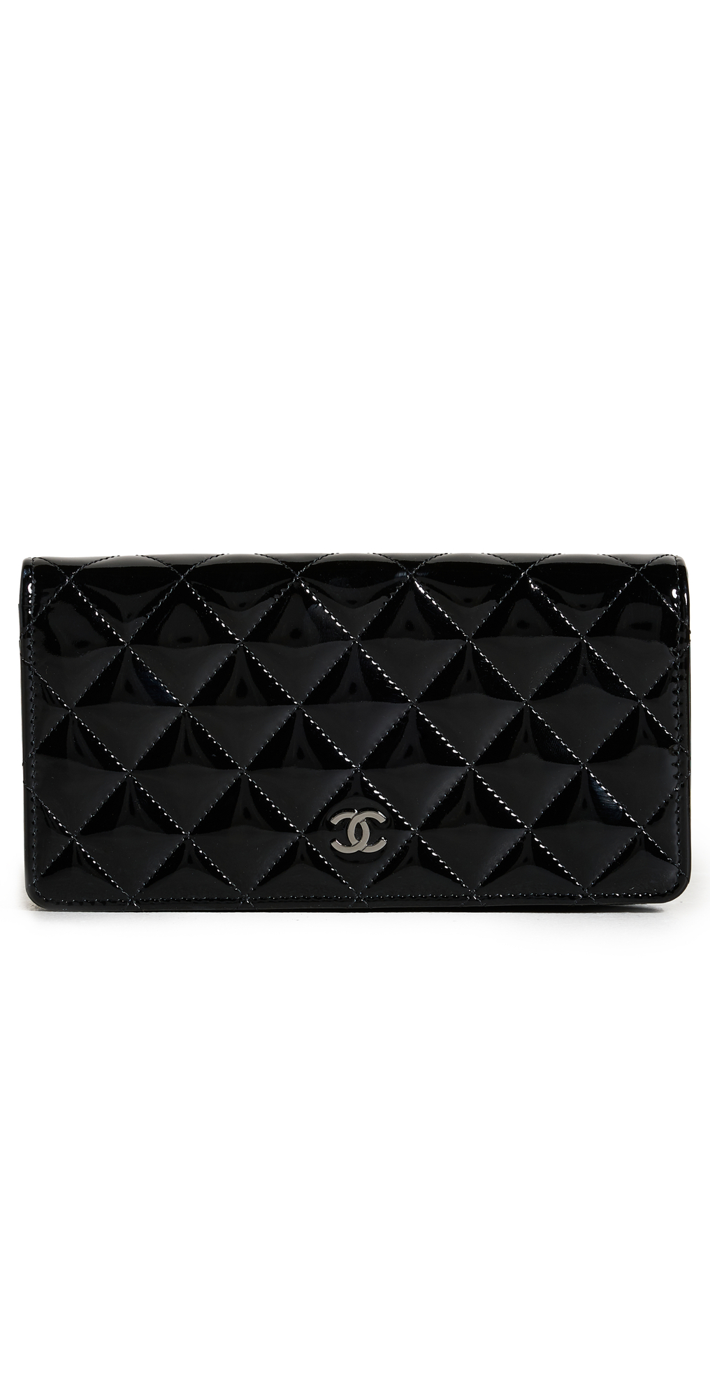 What Goes Around Comes Around Chanel Black Patent Long Flap Wallet